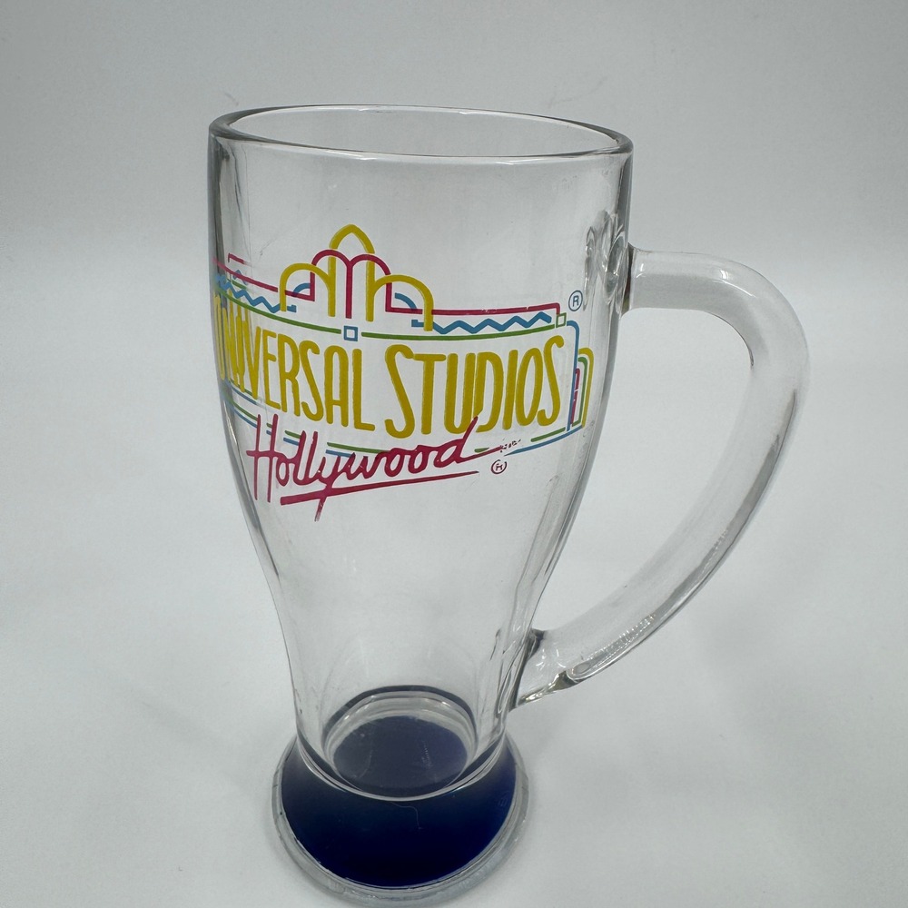 Vintage Universal Studios Hollywood Libbey Glass Mug Cobalt Blue Base Made USA‎